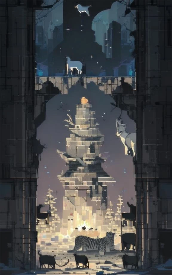 <lora:pixel art:1> pixel art, ( impeccable control tower with lizard | modular dirt road with caustics )