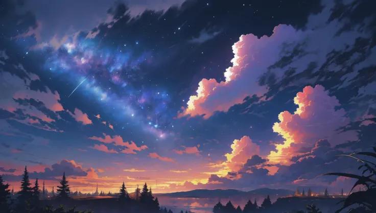 detailed background, cloud, no humans, night sky,