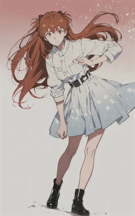 ((masterpiece, best quality)), Asuka Langley Soryu, eva,
1 girl, long face, red eyes, long hair, messy hair, coat, belt, chemise, full body,
light background, gradient background, looking down, callous ruthless, cold eyes, standing pose,
<lora:style_ASK:1>