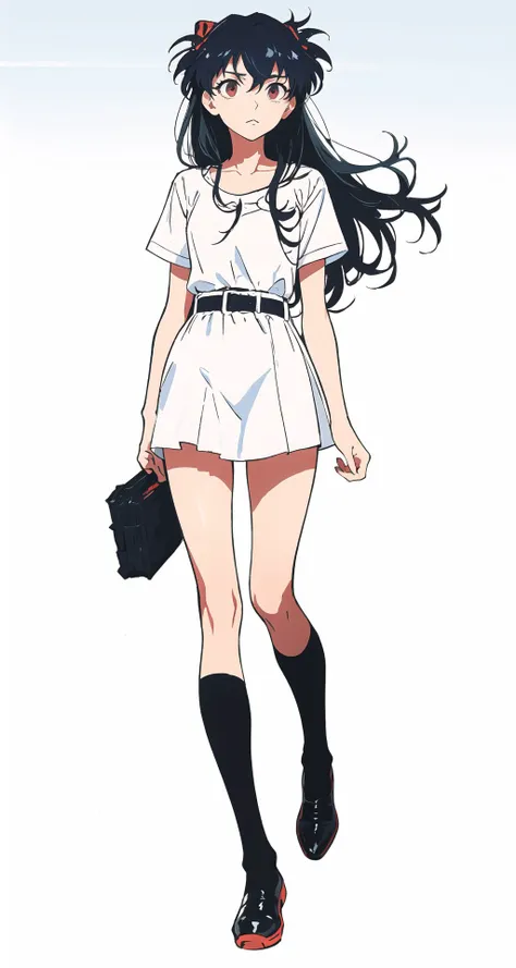 ((masterpiece, best quality)), Asuka Langley Soryu, eva, 
1 girl, long face, red eyes, long hair, messy hair, belt, chemise, full body, 
light background, gradient background, looking down, callous ruthless, cold eyes, standing pose, 
<lora:style_ASK:1>