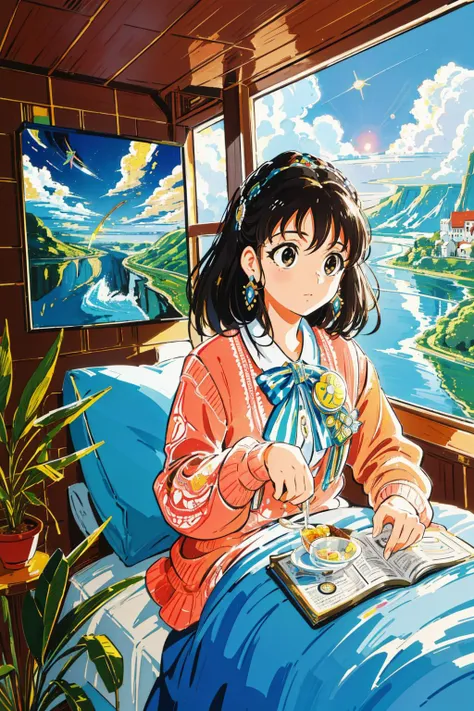 1girl, artistic 3D Rendering, elegant, landscape of a Brown ([The Danube River|Ecuador]:1.3) from inside of a Bed and breakfast, it is very [Boorish|Metallic] and Conceptual, dense foliage and Planet Neptune in background, at Dusk, [ (portrait art stylized by Paula Rego:1.2) , (William Gropper:0.8) :7], Cel shaded, Confused, Impasto, soft light, 35mm, CMYK Colors, under water, Diorama, in the style of the david, High quality, hyperdetailed