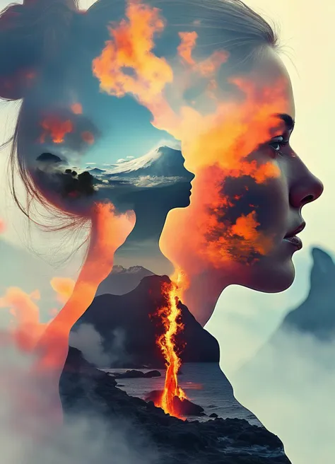 science fiction, illustration of a woman merged a volcanic movie scene, firewalker, artistic, abstract,
Jed-dblexpsre effect , double exposure,
<lora:DoubleExposure:0.8>