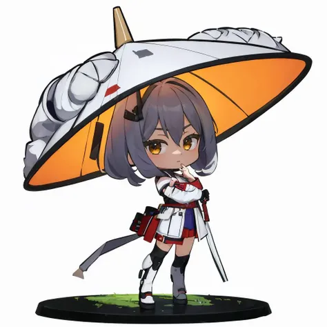 masterpiece, best quality, 1girl, solo, standing, cute, chibi, <lora:DarkCabalChibiStyle:1> white background, simple background, <lora:scarlet-nikke-richy-v1:1> scarlet \(nikke\), hat