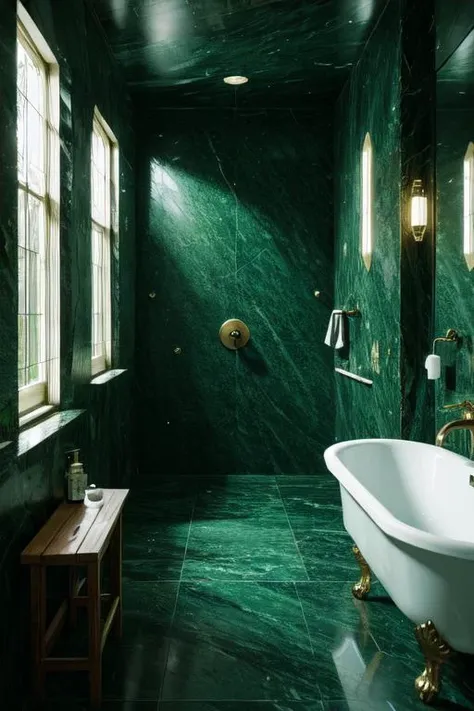 (otherworldly), highly insanely detailed, masterpiece, top quality, best quality, highres, 4k, 8k, RAW photo, (very aesthetic, beautiful and aesthetic), <lora:NeoFalmerWorld1.0:0>, neofalmerworld, scifi,
bathroom with toilet and bath with a sink,
chitin, chitin theme, green glow, rough jagged texture, (fantasy world)âââ