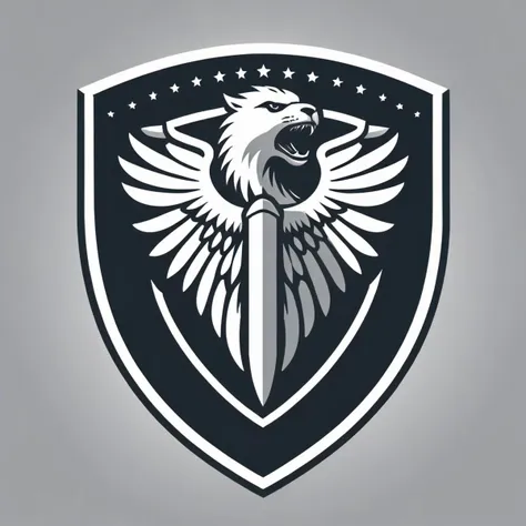 vector logo, guard shield, airborne, <lora:Logo_of_Special_Forces:1>, monochrome