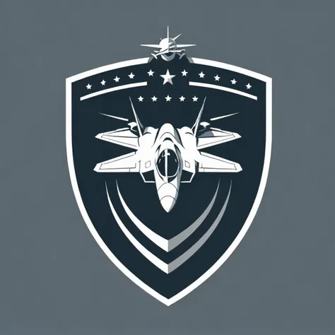 vector logo, guard shield, plane F22, <lora:Logo_of_Special_Forces:1>, monochrome