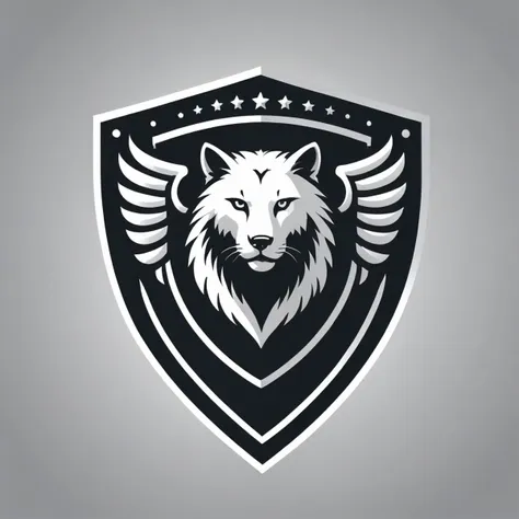 vector logo, guard shield, airborne, <lora:Logo_of_Special_Forces:1>, monochrome