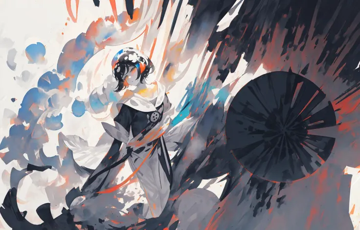(extremely bright:1.1), white background, [1girl::7], (head tilt:1.2), ([sketch|watercolor (medium)]:1.15), (inkblot:1.1), (pale:1.2), chaotic abstract background, vector trace, gradient blending, vibrant colors, superb, extremely detailed, intricate, (extremely low contrast:1.4),  <lora:djzEndGate_v15:.6>
