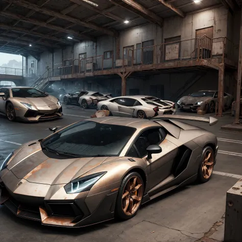 <lora:OxideTech:0.6>, oxidetech, scifi, rusty steel, lamborghini aventador,
