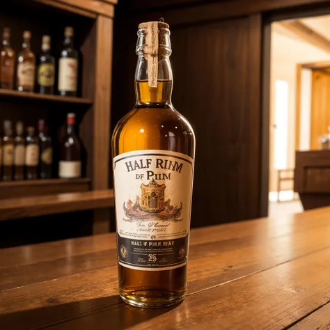 a bottle of half a pint of rum