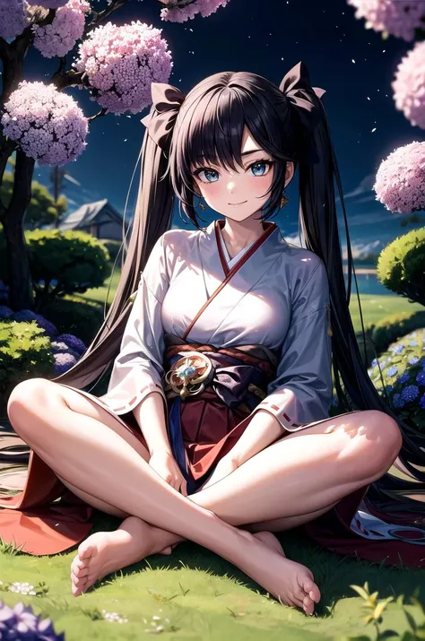 masterpiece,1girl,solo,secret_flower,((bottomless)),  <lora:SecretFlowerV1-000004:1>,hanfu,outdoors,lake, gorin,front,long_hair