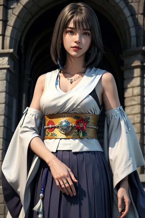 1girl, solo, jewelry, detached sleeves, necklace, blue-beaded earring, hakama skirt
<lora:YunaFFX-V2:0.6>, YunaFFX,
ultra high res, photo, photorealistic, highly detailed, detailed face, solo cute woman, castle balcony,
medium breasts, (masterpiece, high quality),looking at viewer, gorgeous goddess, bob cut, shiny skin,
charming, alluring, dreamlike, royal cloak, ((thick bangs)),