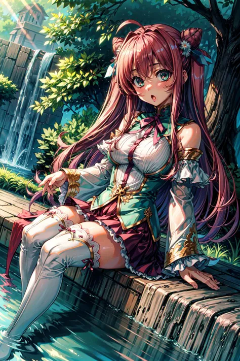 Deep in the forest,Blue Spring,Huge fallen tree,Ivy-covered tree々,Mysterious Light, It's on a fallen tree,
(from side), (lie on stomach), top-down bottom-up, smile, Open your mouth,
((Highest quality)), ((masterpiece)),(detailed),High resolution,Sharp focus,Perfect Face,One girl,(complete anatomy),
(非常にdetailed CG unity 8k wallpaper),(((Vibrant colors))),{best illustration},Perfect Fingers,
shiny 肌,very shiny 肌,Shiny body,plastic glitter 肌,exaggerated shiny 肌,illuminated skin,
Complex eyes,Beautiful fine details,Symmetrical eyes,Big eyes:1.5,Seductive eyes,(erection of nipple),
((detailedなボディ)),(detailedな顔)), cute,Lewd,erotic,Bold,Adult,Long legs,Mature Woman,
Rosetta,(Huge hips:1.2),(Huge breasts, Glamour:1.2),Purple rose head dress,Ahoge,purple rose decoration,
(Rose petals flying, 超High resolution),Wear an iridescent aura,
Invisible Light, Amazing shine, Neon red glow, The colors of another world,Bright colors, Ghostly Effects, Cleavage,Shoulder Bare,Garter Straps,gem,Black Opera Gloves,Black Dress,Black fishnet stockings,
紅いgemの付いた首飾り,