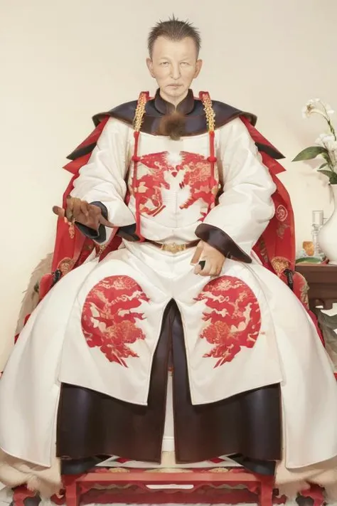 painting of 1 man, full body,<lora:Concept_ChineseAncestralPortrait:1>,qingstyle,xiaoxiang, Chinese clothes, sitting on chair, <lora:Face_007DanielCraig:1>,Daniel Craig