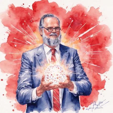 artistic version of jay miner launching an energy ball made of light with his hands. Hand-drawn, colorful, red and white tones, watercolor
<lora:Jay_Miner_V2_Lora:1>