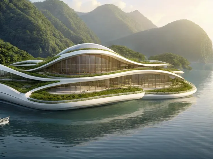 , masterpiece, (photorealistic:1.2), best quality, ultra high res,exterior,Floatinghouse, zaha hadid, daylight,render Vray, <lora:add_detail:0.5> <lora:epi_noiseoffset2:0.4> <lora:floatinghouse:0.6>