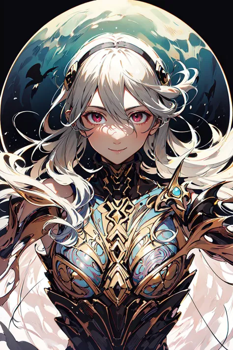 (masterpiece, top quality),
corrin (fire emblem), corrin (fire emblem) (female), smile, solo focus, 1girl, looking at viewer, hair between eyes, armor,  upper body, pov, floating hair, closed mouth,
(dragon, art by Hermann Nitsch, Zdzislaw Beksinski, Dariusz Zawadzki , Giger), medium chest, armor, (for exercise),
detailed eyes, Perfect features, (masterpeace, best quality, good quality:1.4), masterpeace, intricate details,