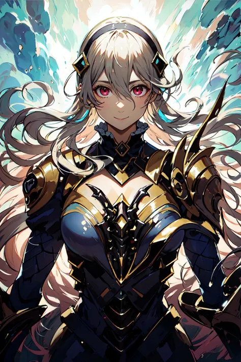 (masterpiece, top quality),
corrin (fire emblem), corrin (fire emblem) (female), smile, solo focus, 1girl, looking at viewer, hair between eyes, armor,  upper body, pov, floating hair, closed mouth,
(dragon, art by Hermann Nitsch, Zdzislaw Beksinski, Dariusz Zawadzki , Giger), medium chest, armor, (for exercise),
detailed eyes, Perfect features, (masterpeace, best quality, good quality:1.4), masterpeace, intricate details,