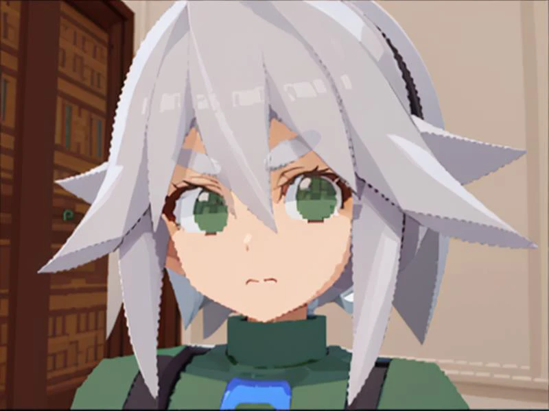 (3d \(artwork\):1.2),<lora:Megaman_Legends>,megaman_legends,(Lowpoly:1.1),PS1,pixelated,
solo,
(looking at viewer:1.2),(close-up:1.2),white hair,hazel eyes,(green shirt),