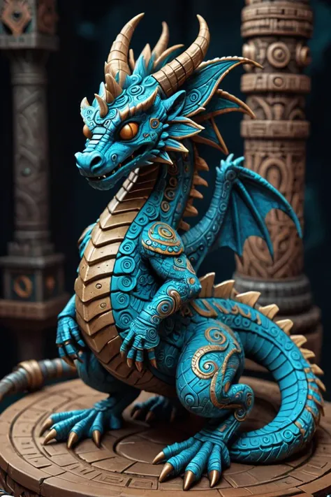 fflix lac, cute wyrm with ancient power, intricate details, whimsical, magical, best quality, masterpiece <lora:Lost_Advance_CivilizationXL:1> ancient, aztec, cyberpunk