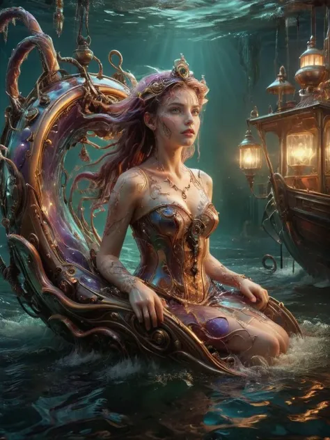 award winning photograph of a siren with haunting beauty made of ais-brknlvlmp in wonderland, magical, whimsical, fantasy art concept, steampunk, intricate details, best quality, masterpiece, ultra shartp, hyper realistic, realism <lora:Broken_Lava_Lamp:0.8>