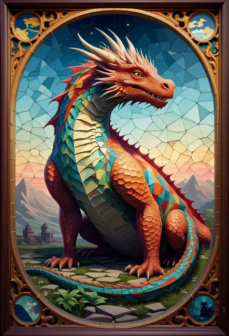 Magical Mathematics two parts in one art, double exposure, cute little detailed shocked perfect dragon trying to understand what all these weird scary words mean : Hyperbola, Parabola, Pi, Euler's Number, Complex Numbers, Tessellations, Orthogonal Projection, Riemann Surface, Golden Ratio, best quality, dark tales, Craola, Dan Mumford, Andy Kehoe, Miyazaki 2d, flat, cute, adorable, vintage, art on a cracked paper, fairytale, patchwork, stained glass, storybook detailed illustration, cinematic, ultra highly detailed, tiny details, beautiful details, mystical, luminism, vibrant colors, complex background