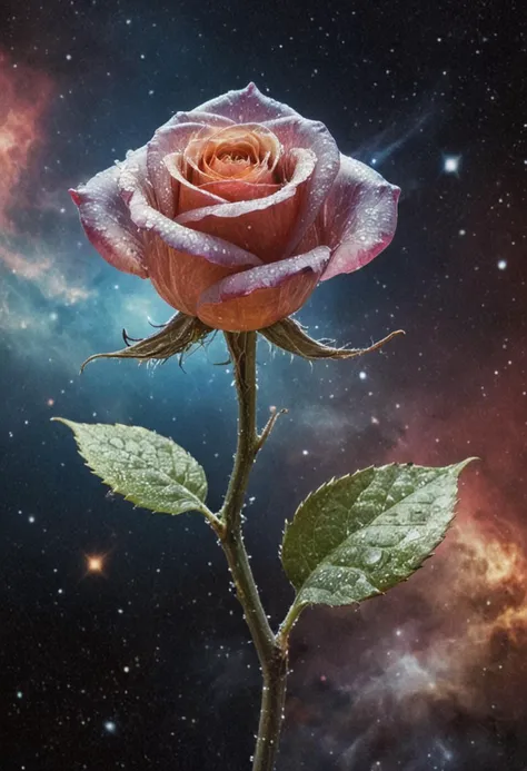 Masterpiece art of A crystal rose in space