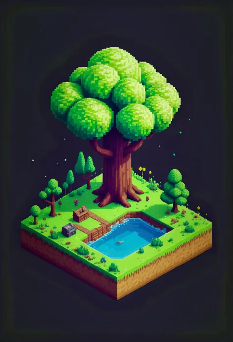 Nostalgic T-shirt, Retro Game Character, Pixelated Landscape, 8-bit Color Palette, Pixel Texture, Pixel Art Style, Isometric Perspective ,T shirt design,TshirtDesignAF,