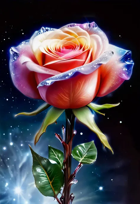 Masterpiece art of A crystal rose in space