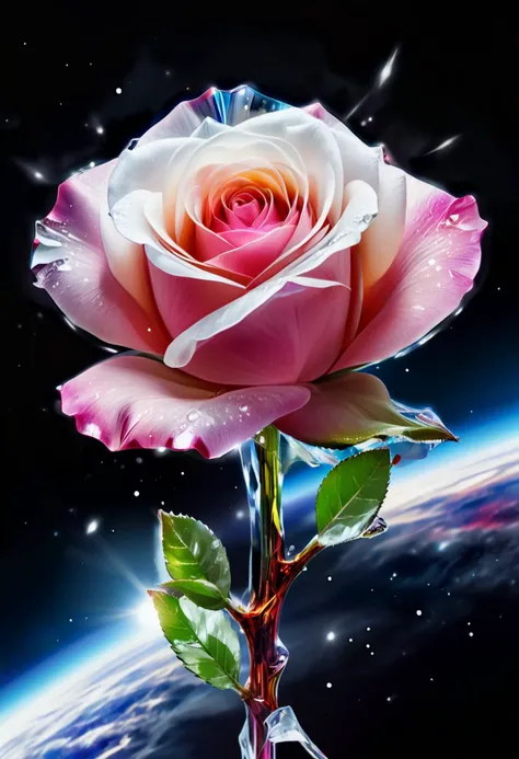 Masterpiece art of A crystal rose in space