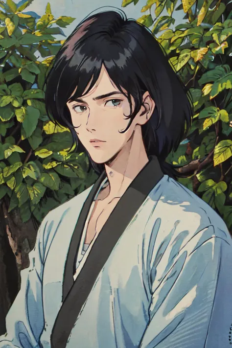 (best quality, masterpiece, RAW photo,ultra-detailed:1.2), 1boy, solo, long hair, black hair, looking at viewer, male focus,
<lyco:Goemon:0.7>goemon,japanese clothes, <lyco:huiwang-jiacheng-styleV1.0:0.7>nature,