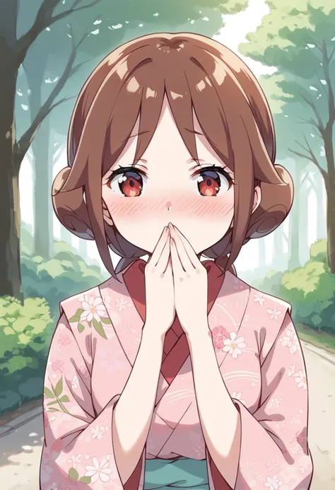 score_9, score_8_up, score_7_up, source_anime BREAK
tachibana yuzuki, 1girl, brown hair, blush, japanese clothes, solo, brown eyes, floral print, outdoors, tree, own hands together, covering mouth, day, pink kimono, eyebrows visible through hair, looking at viewer, shiny, eyelashes, nose blush, print kimono, shiny hair, anime coloring, hands up, bush, red eyes, long hair, raised eyebrows, short hair, embarrassed, nature, upper body, sidelocks, close-up, grass, forest, parted lips, tied hair, depth of field, low ponytail, pink flower, palms together, hand to own mouth, portrait, hand over own mouth, pov, covered mouth, looking to the side, medium hair, shiny skin, parted bangs, hand up, path, cherry blossom print, covering own mouth, double bun
<lora:tachibana_yuzuki_sdxl_locon_pony_v1:0.7>