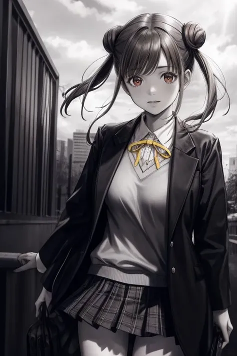 <lora:add_detail:0.75>
(Photorealistic, best quality, masterpiece, high contrast), 1girl,
sonoda chiyoko, brown hair, twintails, double bun, red eyes,school uniform, jacket, shirt, yellow ribbon, long sleeves, plaid skirt
<lora:idolmaster_sonoda:1>