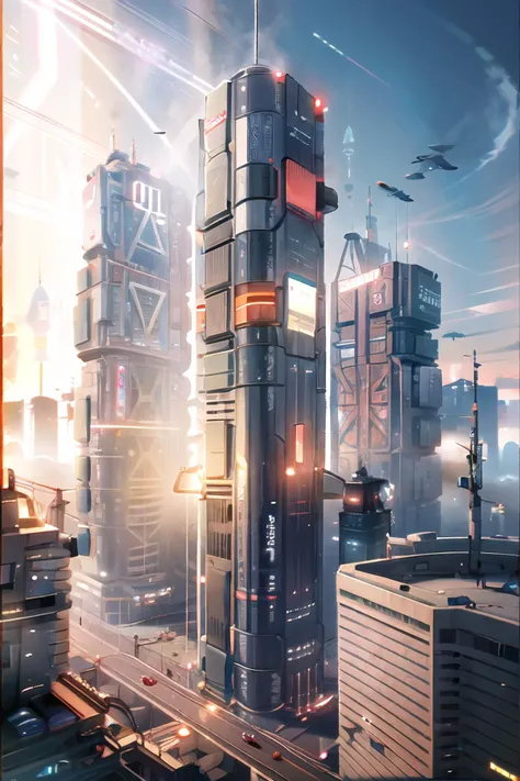 a futuristic building with a large screen and a car in the middle of the building and a lot of lights, Eve Ryder, unreal engine 5 rendered, concept art, retrofuturism, building, city, long_hair, scenery, 2077_Style, <lora:2077_Style:1>