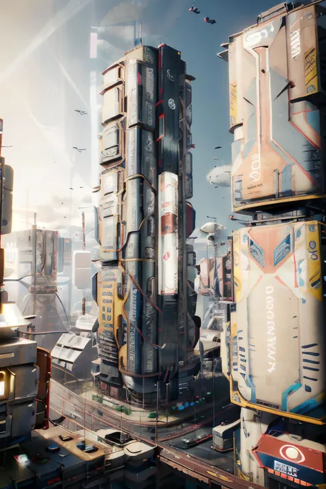 a futuristic building with a large screen and a car in the middle of the building and a lot of lights, Eve Ryder, unreal engine 5 rendered, concept art, retrofuturism, building, city, long_hair, scenery, 2077_Style, <lora:2077_Style:1>