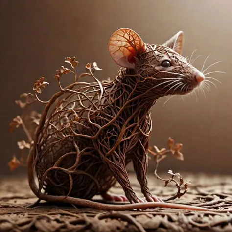 fractalvines, a rat made from brown fractal vines,