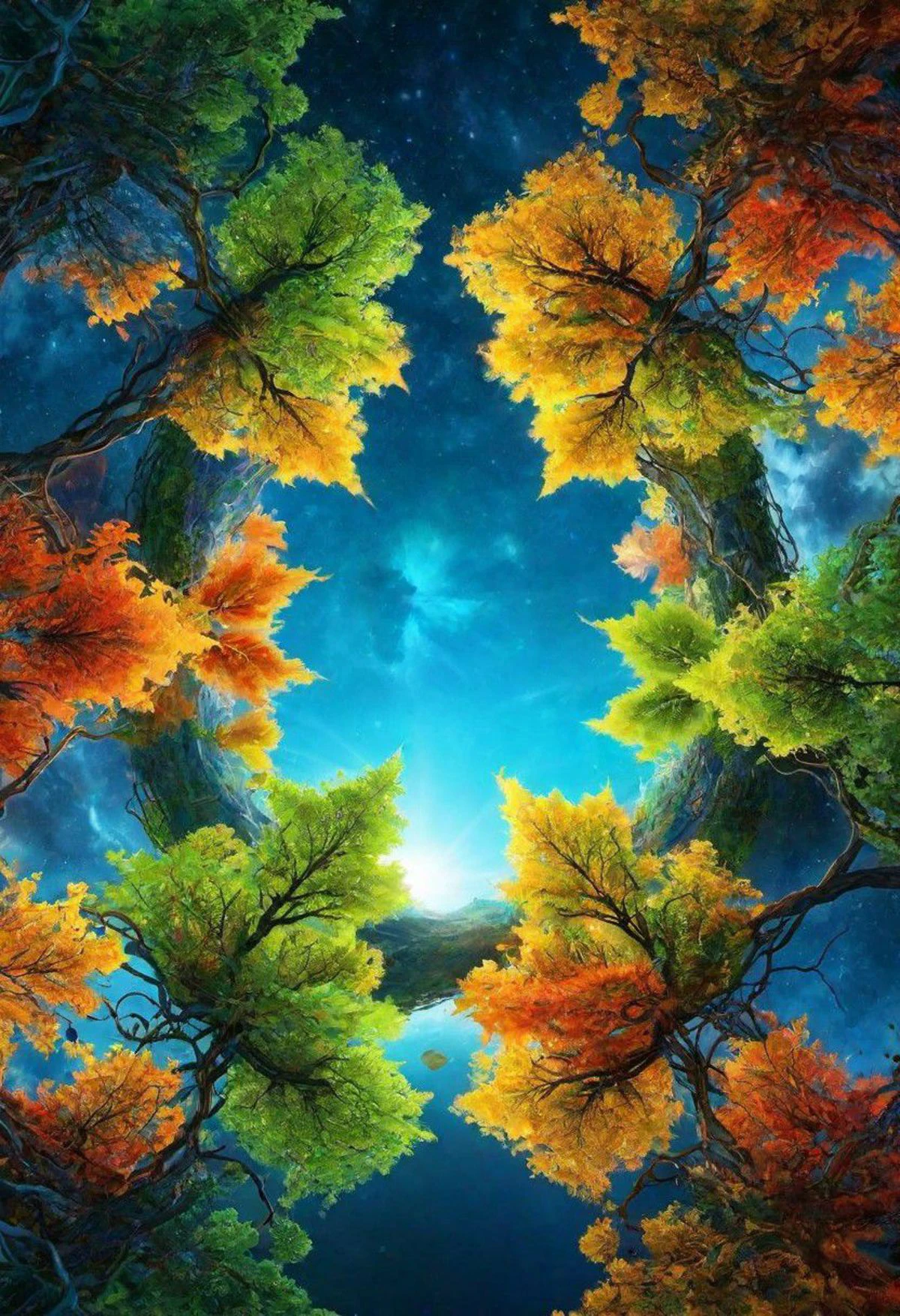 landscape with Four-Point Perspective, perfect composition, high detail, masterpiece