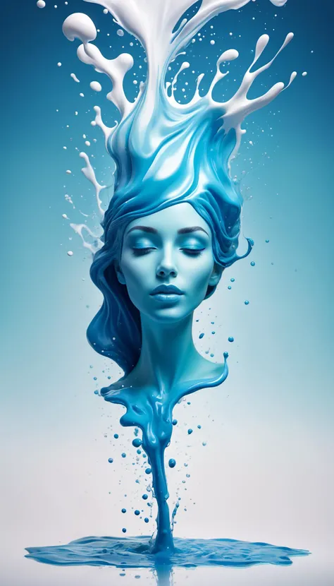 a volumetric splash in a shape of a woman contour