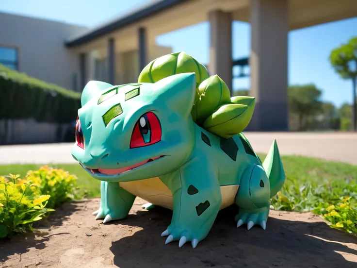 a candid photo of the Pokemon Bulbasaur in its natural environment on a sunny day
high fidelity, clarity, realistic lighting, realistic shadows, Nikon 70d, 70mm, subsurface scattering, HDR, chromatic aberration, volumetrics dtx