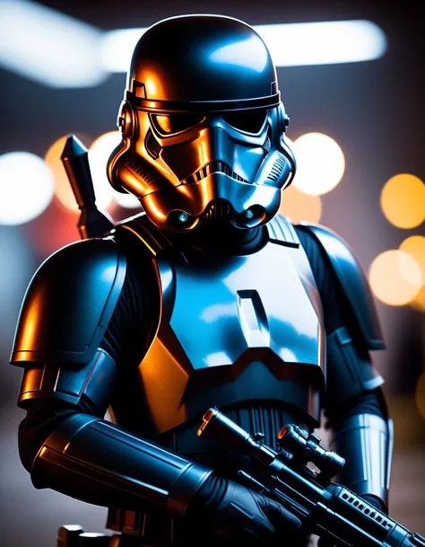 raw photo, sci-fi, shadow stormtrooper bounty hunter, [bold contrasts], depth of field, sharp focus, bokeh