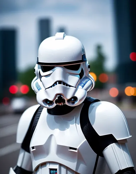 raw photo, tilt shift, sci-fi, stormtrooper, [bold contrasts], depth of field, sharp focus,