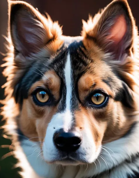 A perfect dog/cat hybrid  with human eyes!!!, cinematic, 4k, 8k uhd, dslr, soft lighting, high quality, film grain