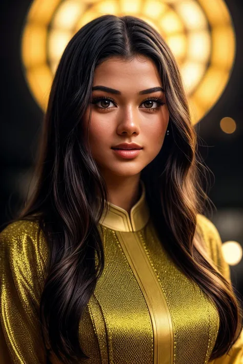 photo of beautiful (kk4ng:0.99), a woman with perfect hair, wearing Golden Yellow (cassock:1.1), (cosmic background:1.1), (closeup), modelshoot style, (extremely detailed CG unity 8k wallpaper), professional majestic photography, (Leica M6 Camera), 24mm, exposure blend, hdr, faded, extremely intricate, High (Detail:1.1), Sharp focus, dramatic, soft cinematic light, (looking at viewer), (detailed pupils), 4k textures, elegant, ((((cinematic look)))), soothing tones, insane details, hyperdetailed, low contrast, (epicPhoto)