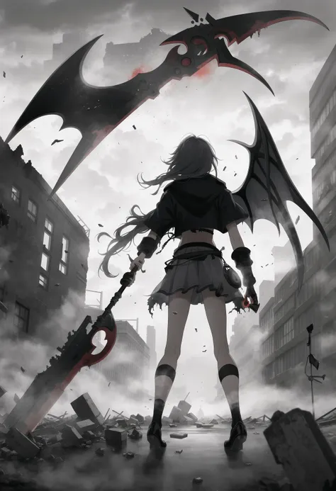 DonM5cy7h3XL scythe,wings,inertia,supramolecular chemistry,pollution,shrouded in swirling mists of toxic gas,advances relentlessly through a war-torn cityscape,its heavy footfalls echoing ominously against the crumbling ruins of civilization,<lora:DonM5cy7h3XL-v1.1-000006:0.5>,<lora:DonMDr4g0nXL-v2rb:0.5>,<lora:Soul_Knight_SDXL_-_By_HailoKnight:0.45>,soul knight,<lora:ral-dissolve:0.6>,ral-dissolve,