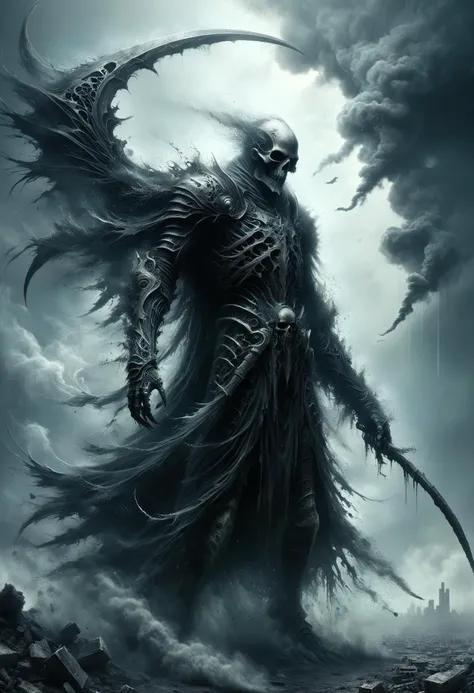 DonM5cy7h3XL scythe,wings,inertia,supramolecular chemistry,pollution,shrouded in swirling mists of toxic gas,advances relentlessly through a war-torn cityscape,its heavy footfalls echoing ominously against the crumbling ruins of civilization,
anime,<lora:DonM5cy7h3XL-v1.1-000006:0.6>,<lora:DonMDr4g0nXL-v2rb:0.65>,<lora:Soul_Knight_SDXL_-_By_HailoKnight:0.45>,soul knight,<lora:ral-dissolve:0.5>,ral-dissolve,