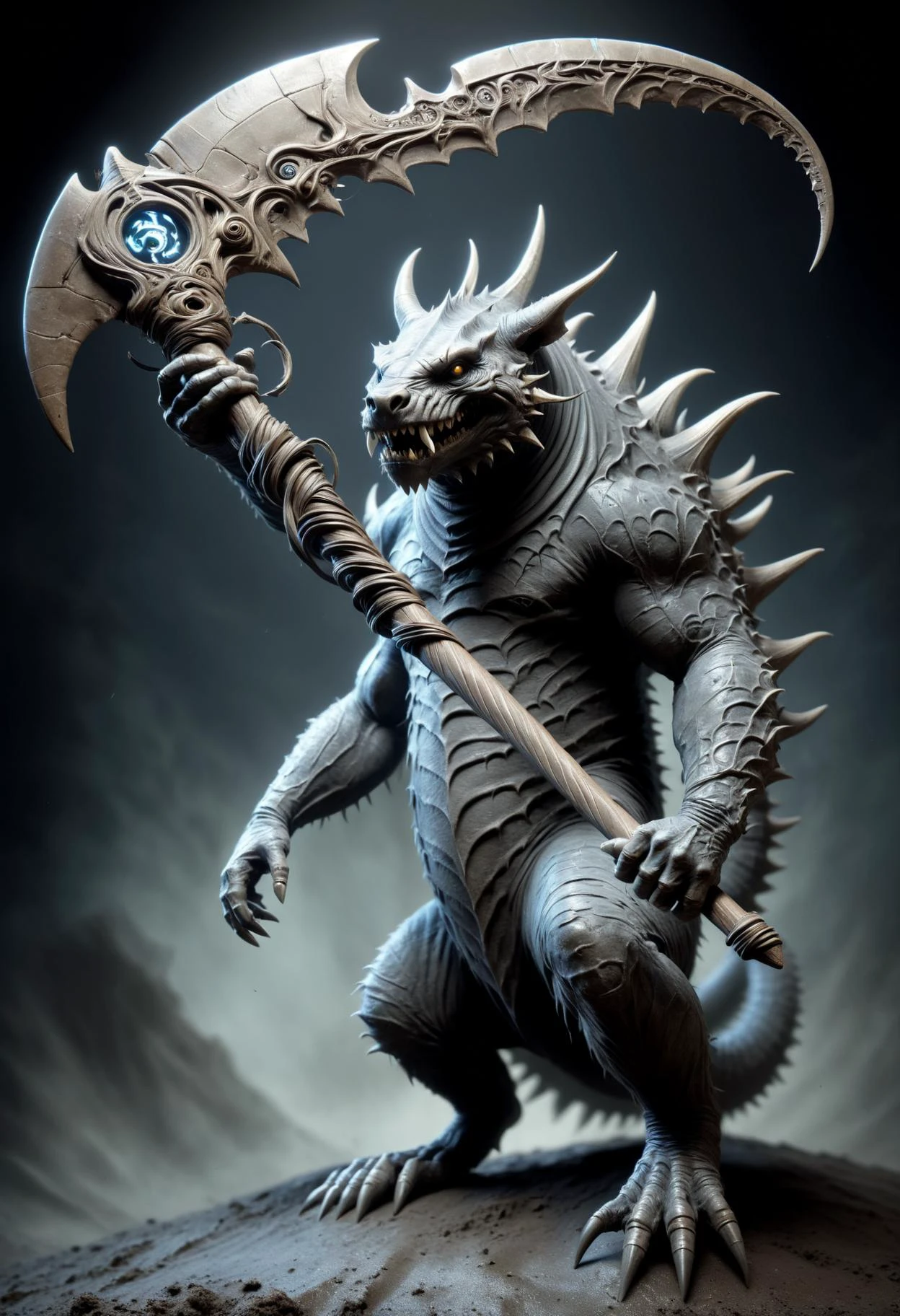 hive-like void kinetic japanese stocky Tarasque, mud skin, elemental
holding a DonM5cy7h3XL scythe, single blade <lora:DonM5cy7h3XL-v1.1-000006:0.8>