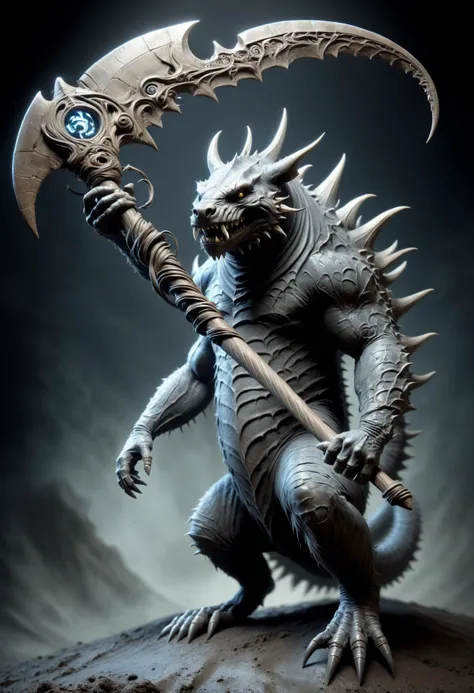 hive-like void kinetic japanese stocky Tarasque, mud skin, elemental
holding a DonM5cy7h3XL scythe, single blade <lora:DonM5cy7h3XL-v1.1-000006:0.8>