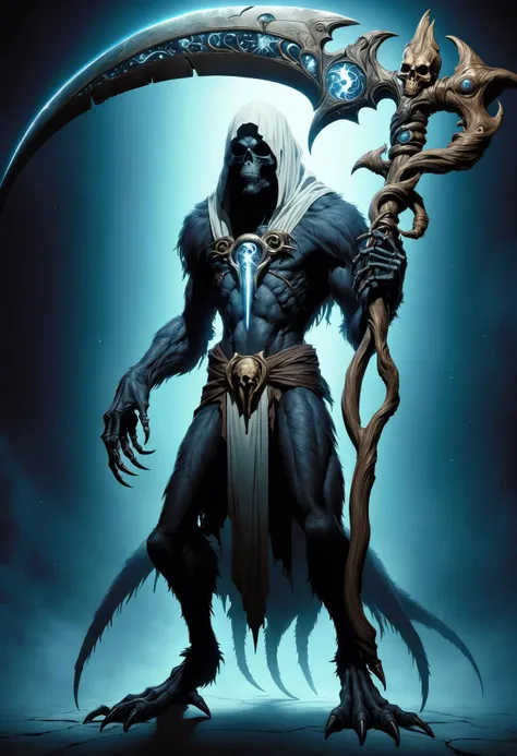 crystalline solid necrotic chinese quadrupedal Mokele-Mbembe,   celestial
  holding a DonM5cy7h3XL scythe, single blade, anime <lora:DonM5cy7h3XL-v1.1-000006:0.8>