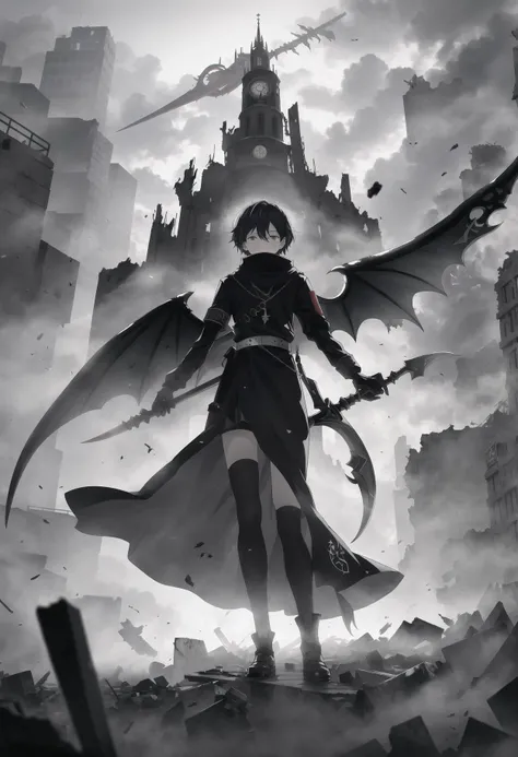 DonM5cy7h3XL scythe,wings,inertia,supramolecular chemistry,pollution,shrouded in swirling mists of toxic gas,advances relentlessly through a war-torn cityscape,its heavy footfalls echoing ominously against the crumbling ruins of civilization,<lora:DonM5cy7h3XL-v1.1-000006:0.5>,<lora:DonMDr4g0nXL-v2rb:0.5>,<lora:Soul_Knight_SDXL_-_By_HailoKnight:0.45>,soul knight,<lora:ral-dissolve:0.6>,ral-dissolve,