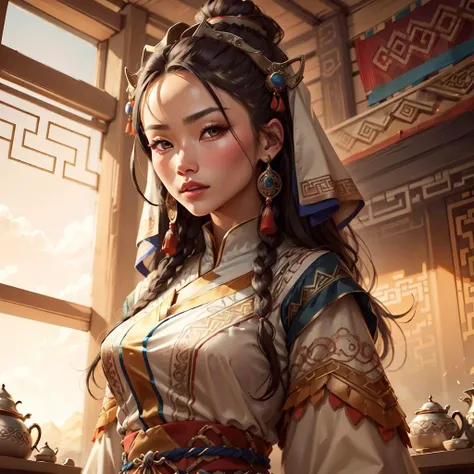 <lora:MongolPunkAI:.8> MongolPunkAI
dress on woman , detailed, intricate